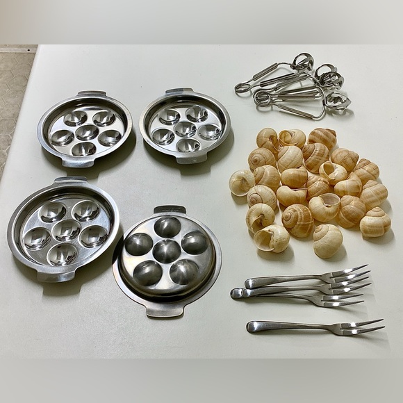 Mid Century Vintage Stainless Steel Escargot Appetizer Set for 4 - Picture 11 of 16